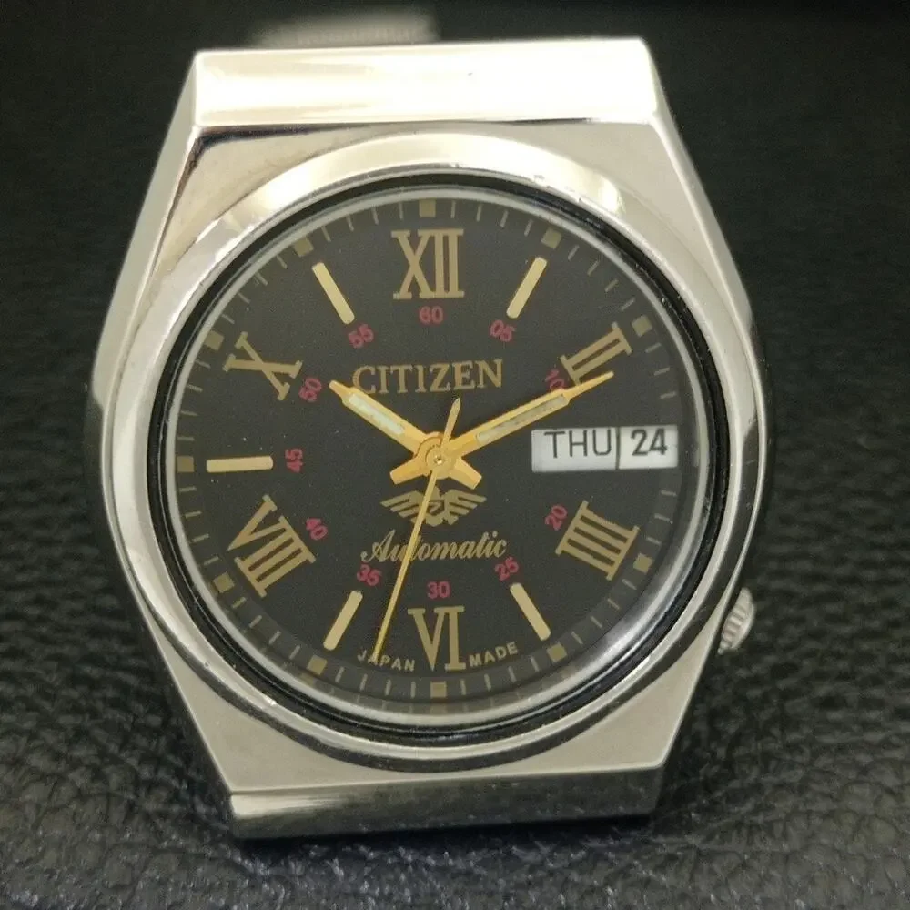 Vintage 1980 Citizen Automatic Mens Silver Watch W/daydate & Gold accents - Picture 4 of 10